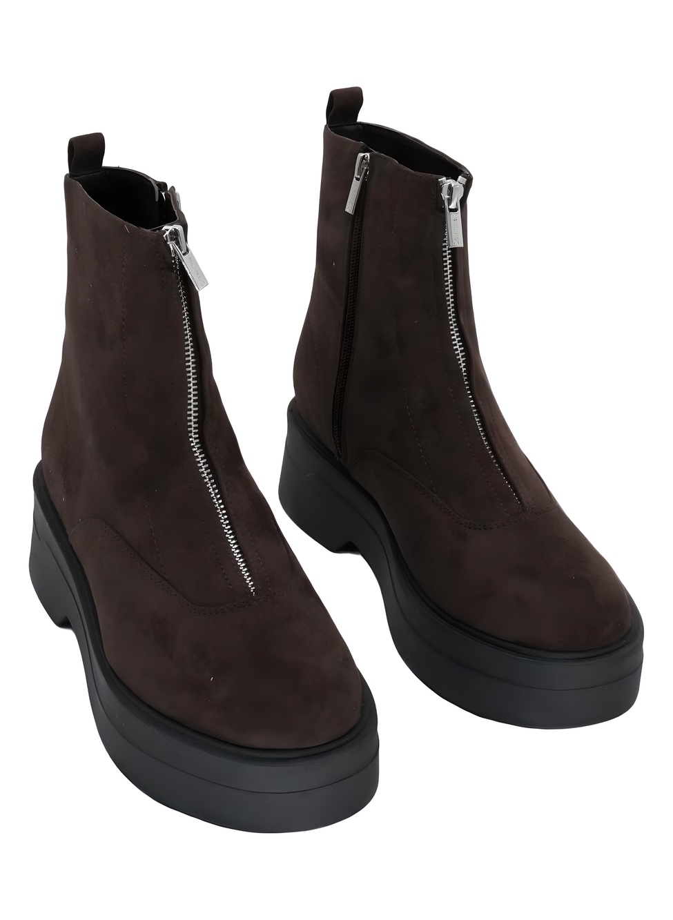 Calvin Klein Rivin Front Zip Platform Ankle Boots Dark Brown Size 9